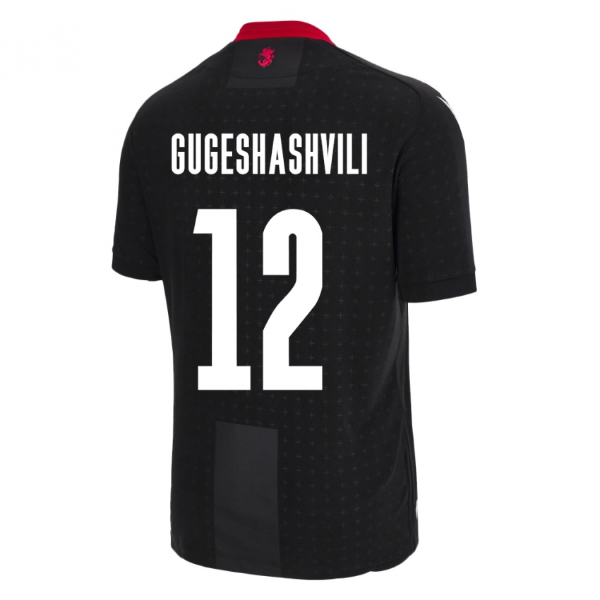 Gyermek Grúzia Luka Gugeshashvili #12 Fekete Idegenbeli Jersey 24-26 Mez Póló Ing