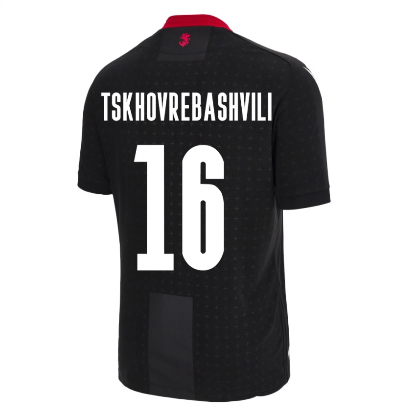 Gyermek Grúzia Nikoloz Tskhovrebashvili #16 Fekete Idegenbeli Jersey 24-26 Mez Póló Ing