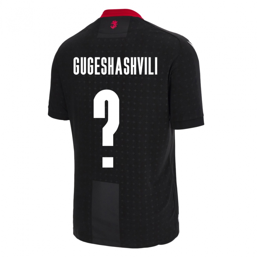 Gyermek Grúzia Zaza Gugeshashvili #0 Fekete Idegenbeli Jersey 24-26 Mez Póló Ing