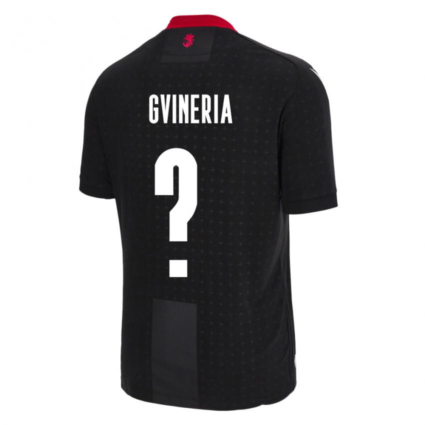 Gyermek Grúzia Akaki Gvineria #0 Fekete Idegenbeli Jersey 24-26 Mez Póló Ing