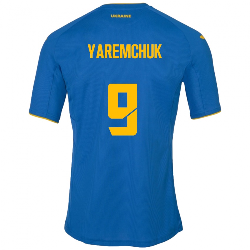 Gyermek Ukrajna Roman Yaremchuk #9 Kék Idegenbeli Jersey 24-26 Mez Póló Ing