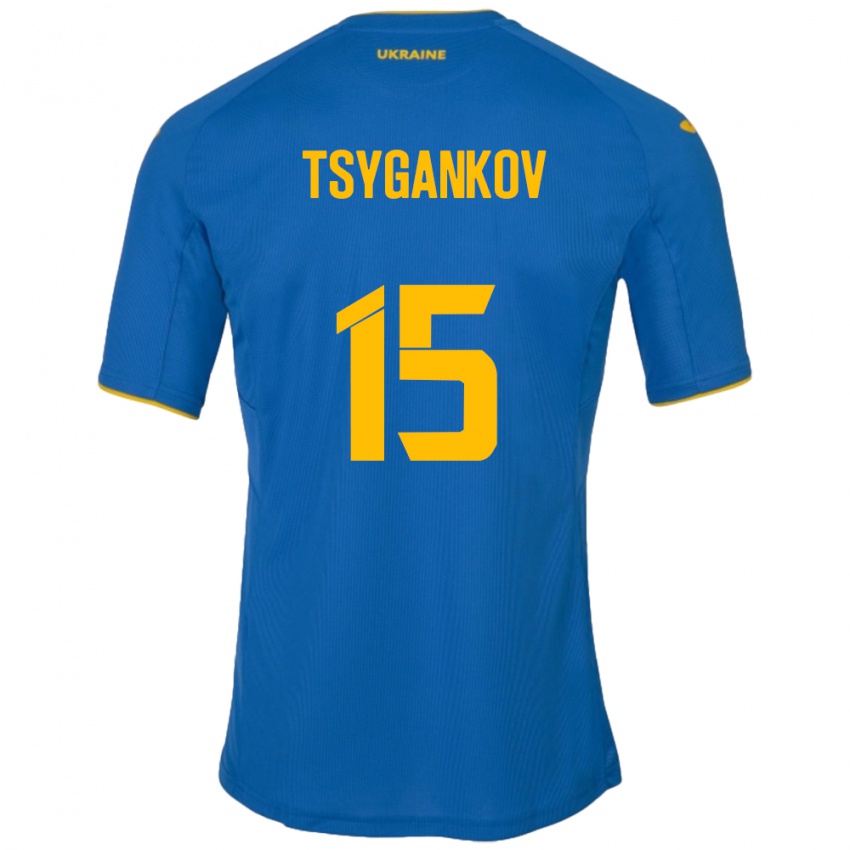 Gyermek Ukrajna Viktor Tsygankov #15 Kék Idegenbeli Jersey 24-26 Mez Póló Ing