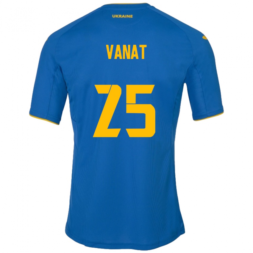 Gyermek Ukrajna Vladyslav Vanat #25 Kék Idegenbeli Jersey 24-26 Mez Póló Ing