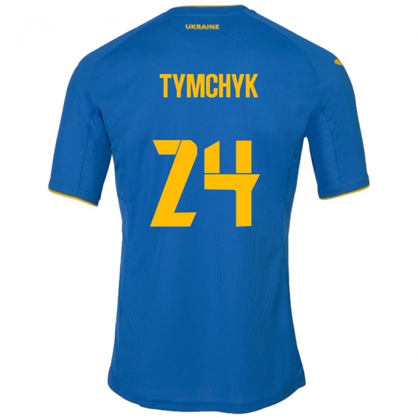 Gyermek Ukrajna Oleksandr Tymchyk #24 Kék Idegenbeli Jersey 24-26 Mez Póló Ing