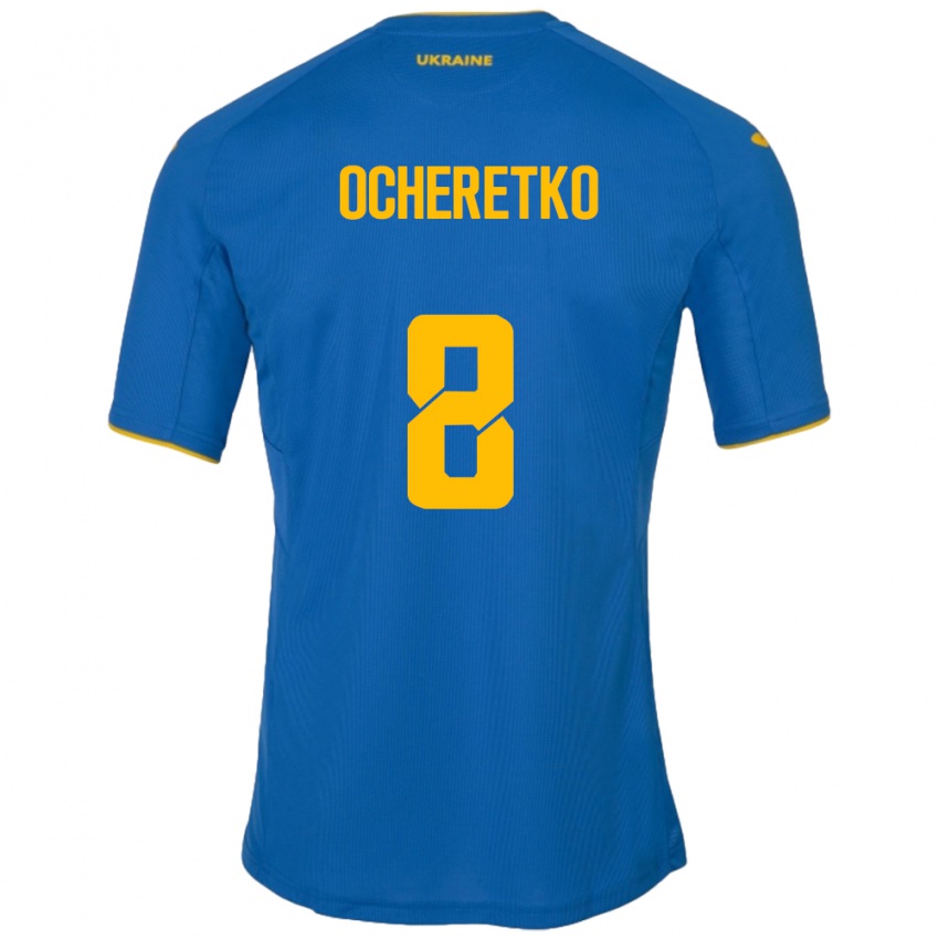 Gyermek Ukrajna Oleg Ocheretko #8 Kék Idegenbeli Jersey 24-26 Mez Póló Ing