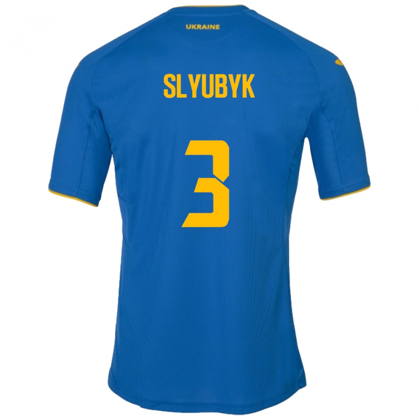 Gyermek Ukrajna Bogdan Slyubyk #3 Kék Idegenbeli Jersey 24-26 Mez Póló Ing