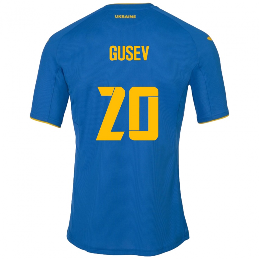 Gyermek Ukrajna Oleksiy Gusev #20 Kék Idegenbeli Jersey 24-26 Mez Póló Ing