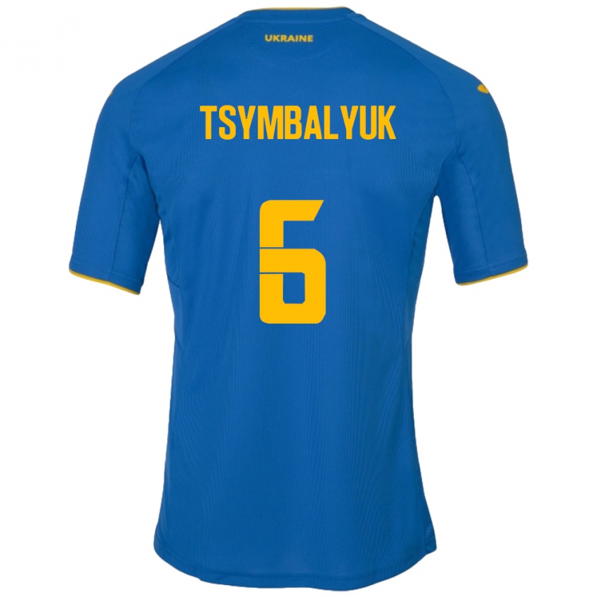 Gyermek Ukrajna Maksym Tsymbalyuk #6 Kék Idegenbeli Jersey 24-26 Mez Póló Ing