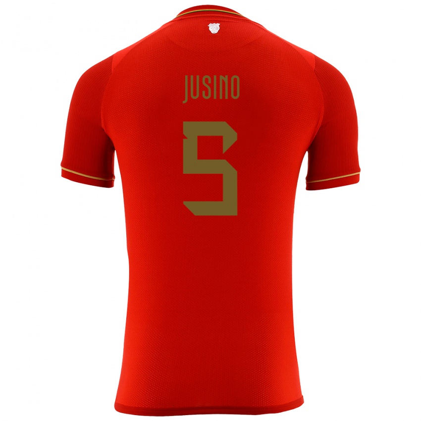 Gyermek Bolívia Adrián Jusino #5 Piros Idegenbeli Jersey 24-26 Mez Póló Ing