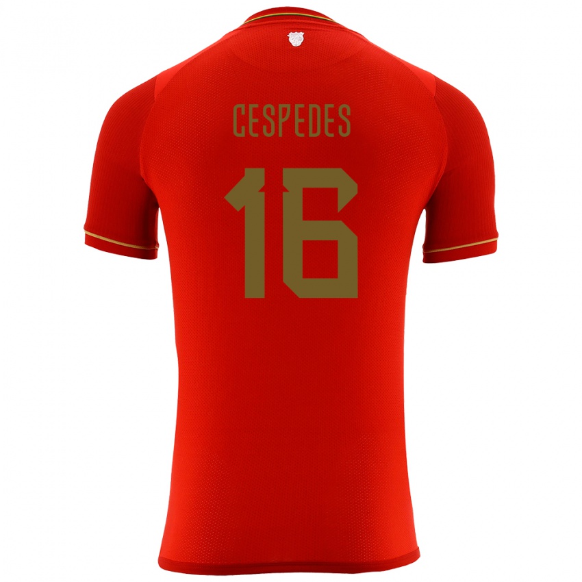 Gyermek Bolívia Boris Céspedes #16 Piros Idegenbeli Jersey 24-26 Mez Póló Ing