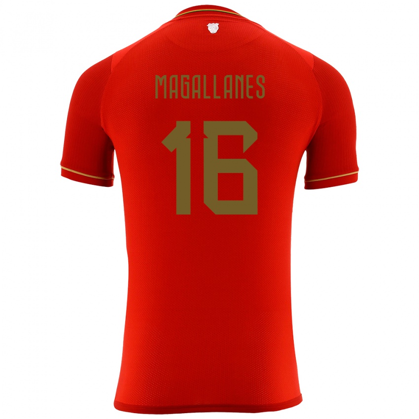 Gyermek Bolívia Juan Magallanes #16 Piros Idegenbeli Jersey 24-26 Mez Póló Ing