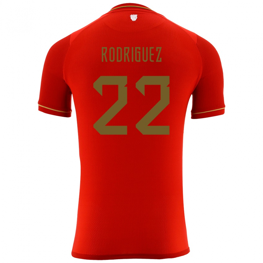 Gyermek Bolívia Carlitos Rodriguez #22 Piros Idegenbeli Jersey 24-26 Mez Póló Ing