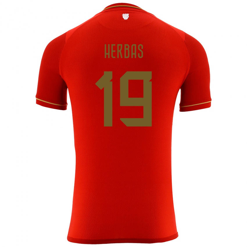 Gyermek Bolívia Alan Herbas #19 Piros Idegenbeli Jersey 24-26 Mez Póló Ing