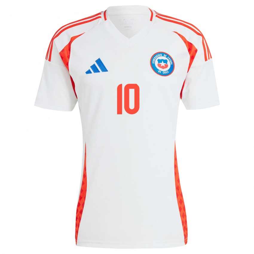 Gyermek Chile Yanara Aedo #10 Fehér Idegenbeli Jersey 24-26 Mez Póló Ing