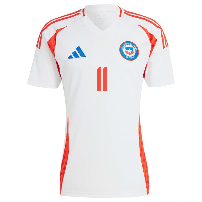 Gyermek Chile Eduardo Vargas #11 Fehér Idegenbeli Jersey 24-26 Mez Póló Ing