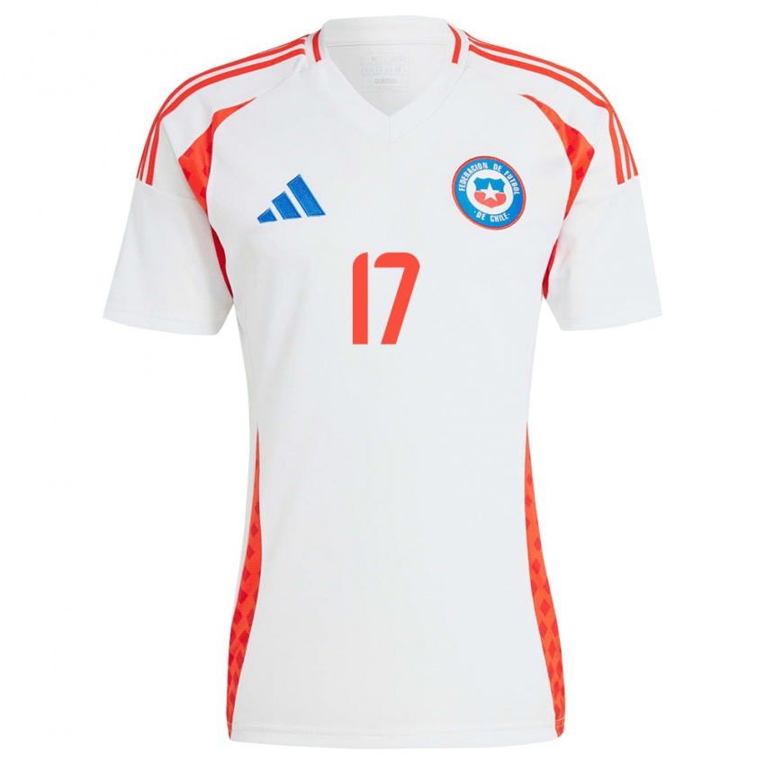 Gyermek Chile Fernanda Hidalgo #17 Fehér Idegenbeli Jersey 24-26 Mez Póló Ing