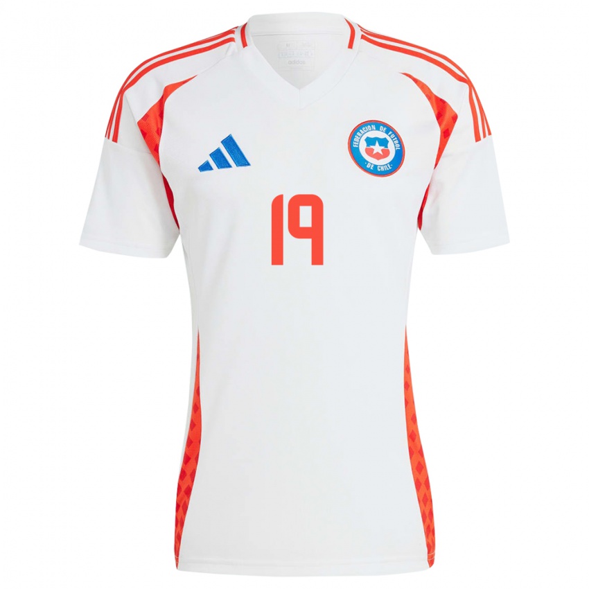 Gyermek Chile Benjamín Riquelme #19 Fehér Idegenbeli Jersey 24-26 Mez Póló Ing