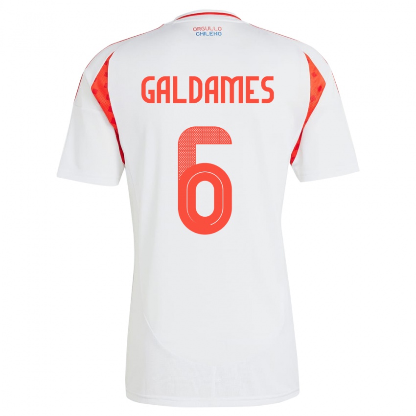 Gyermek Chile Thomas Galdames #6 Fehér Idegenbeli Jersey 24-26 Mez Póló Ing