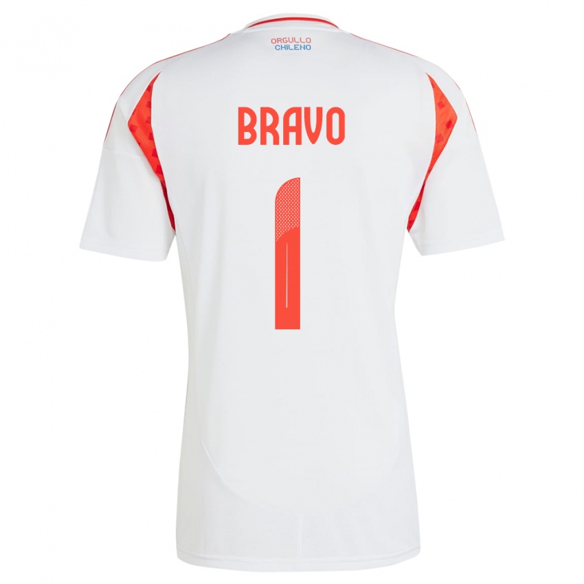 Gyermek Chile Claudio Bravo #1 Fehér Idegenbeli Jersey 24-26 Mez Póló Ing