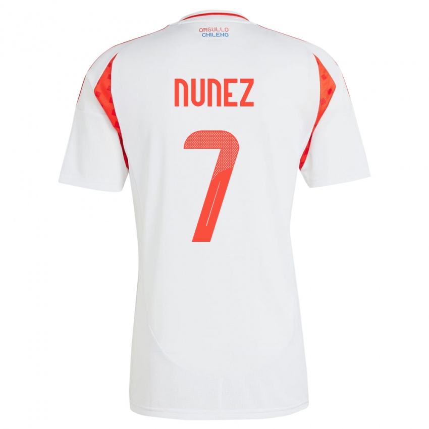 Gyermek Chile Marcelino Núñez #7 Fehér Idegenbeli Jersey 24-26 Mez Póló Ing