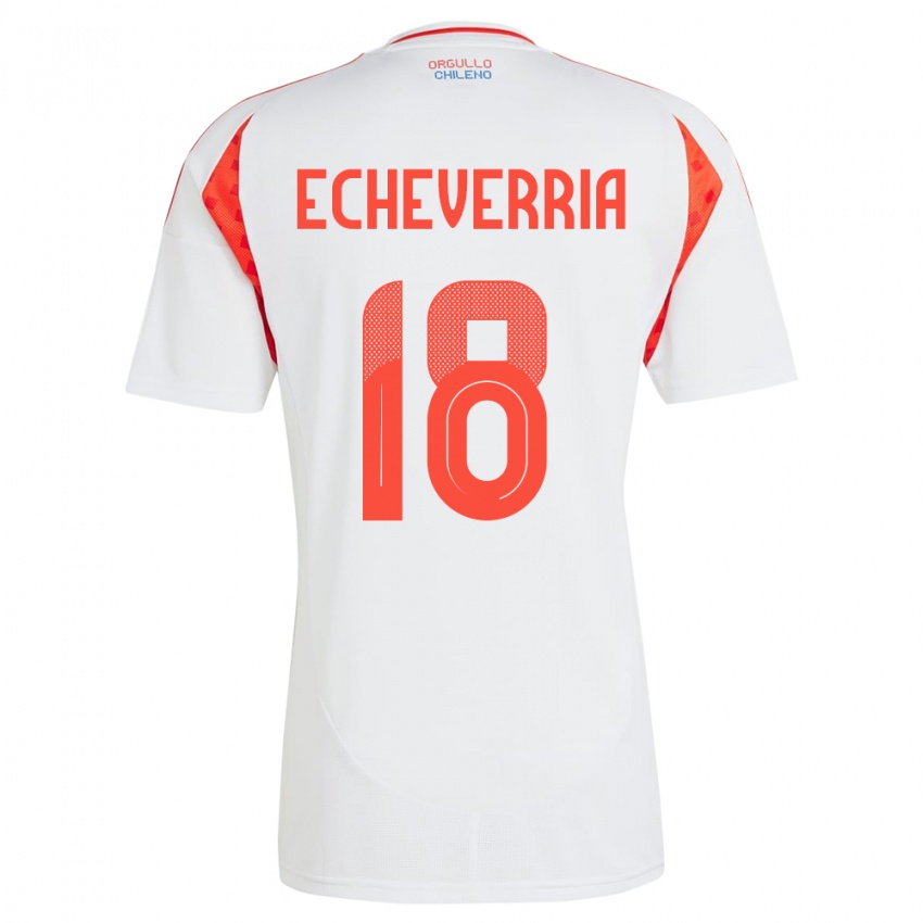 Gyermek Chile Rodrigo Echeverría #18 Fehér Idegenbeli Jersey 24-26 Mez Póló Ing