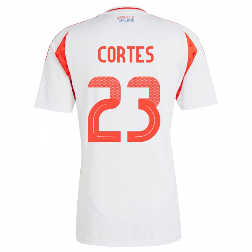 Gyermek Chile Brayan Cortés #23 Fehér Idegenbeli Jersey 24-26 Mez Póló Ing