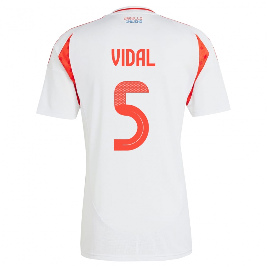 Gyermek Chile Valentín Vidal #5 Fehér Idegenbeli Jersey 24-26 Mez Póló Ing