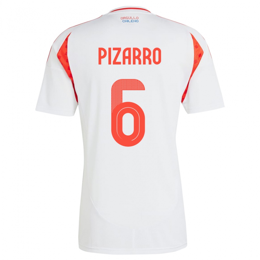 Gyermek Chile Vicente Pizarro #6 Fehér Idegenbeli Jersey 24-26 Mez Póló Ing