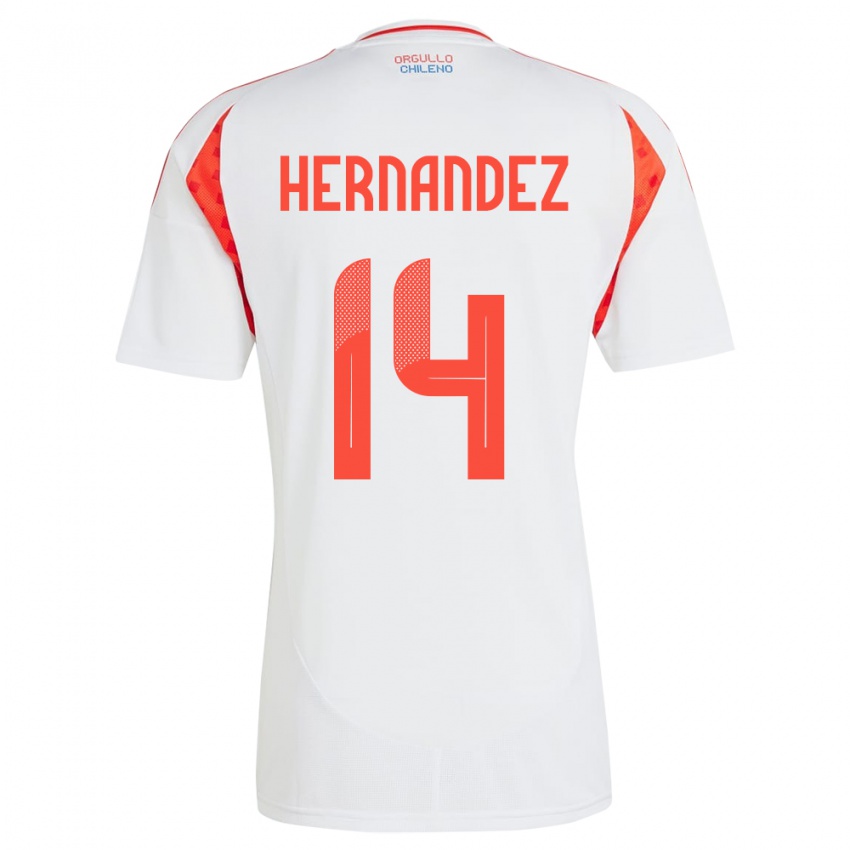 Gyermek Chile Leandro Hernández #14 Fehér Idegenbeli Jersey 24-26 Mez Póló Ing