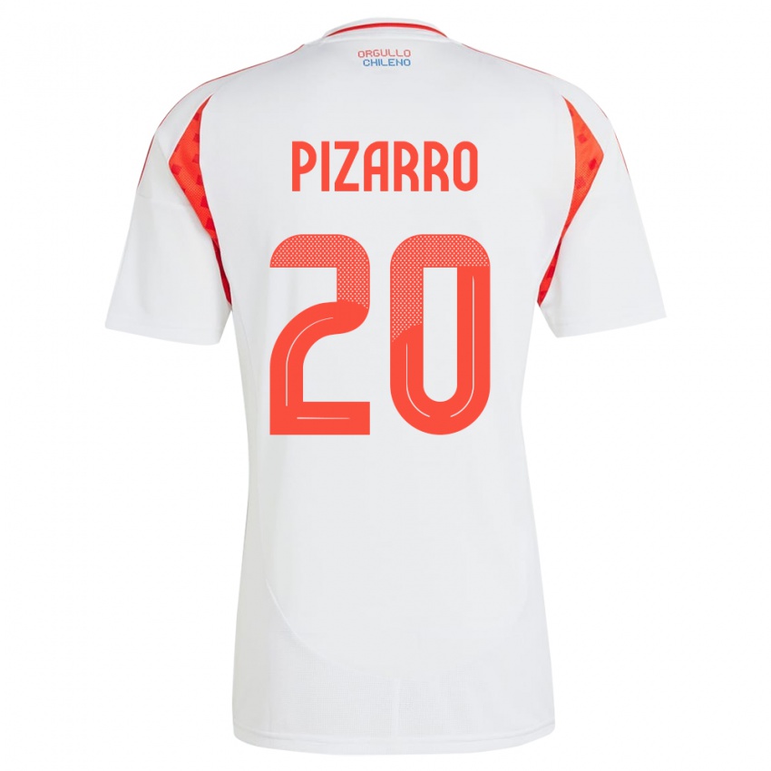 Gyermek Chile Damián Pizarro #20 Fehér Idegenbeli Jersey 24-26 Mez Póló Ing