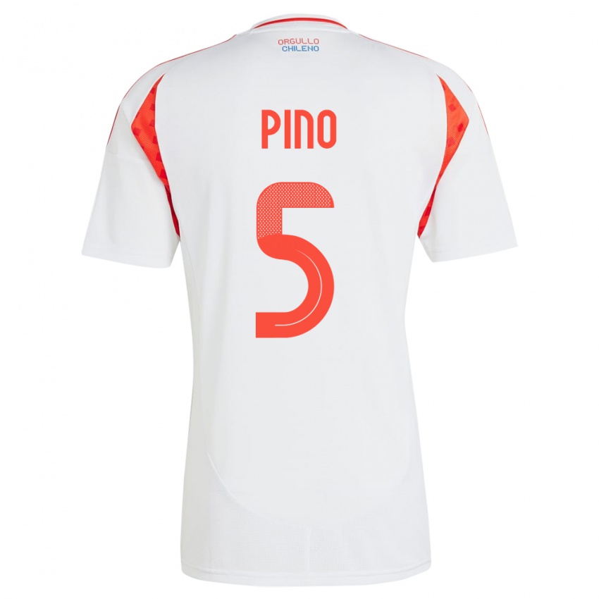 Gyermek Chile Sebastián Pino #5 Fehér Idegenbeli Jersey 24-26 Mez Póló Ing