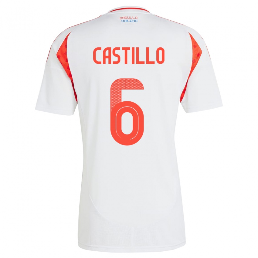 Gyermek Chile Cristóbal Castillo #6 Fehér Idegenbeli Jersey 24-26 Mez Póló Ing