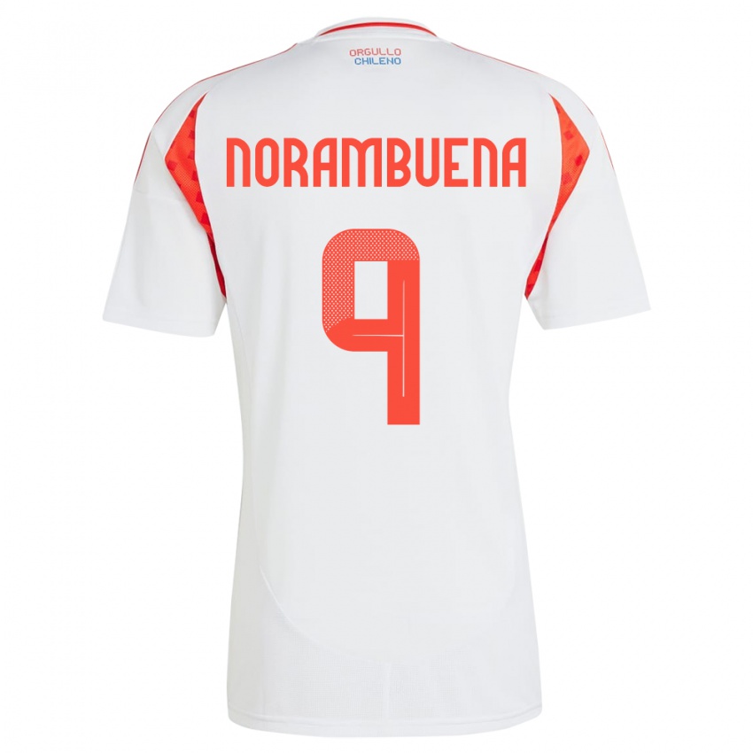 Gyermek Chile Gabriel Norambuena #9 Fehér Idegenbeli Jersey 24-26 Mez Póló Ing