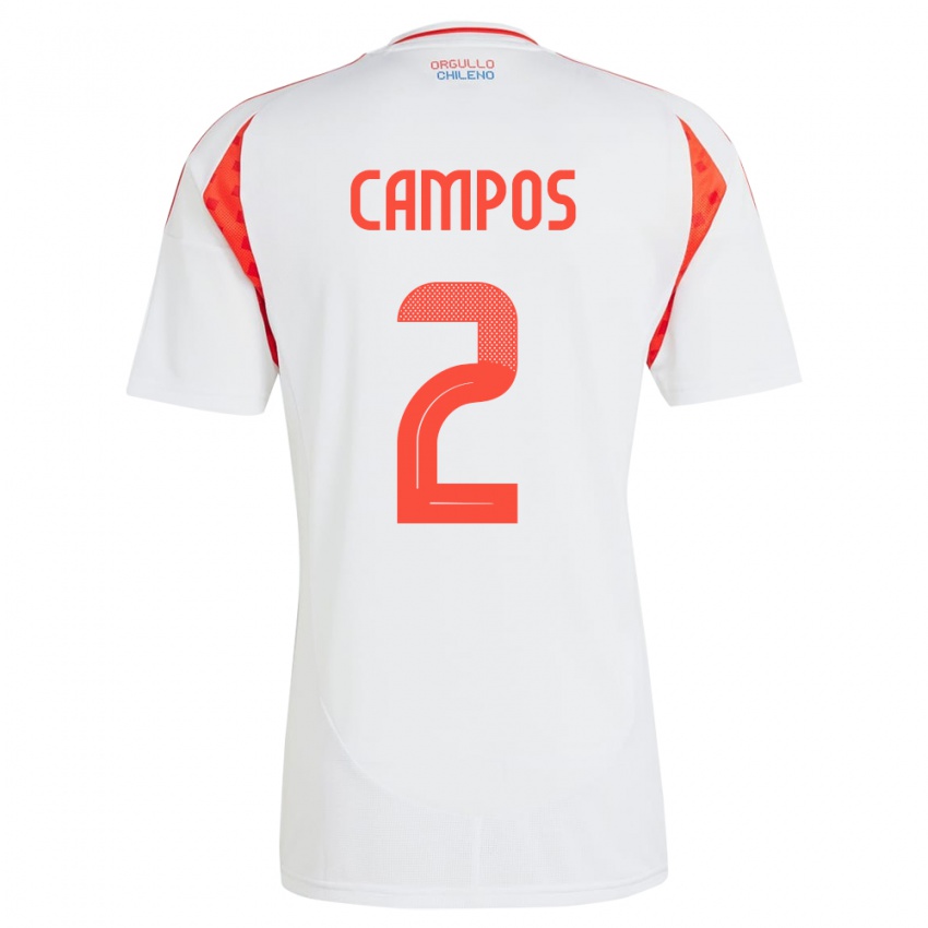 Gyermek Chile Víctor Campos #2 Fehér Idegenbeli Jersey 24-26 Mez Póló Ing