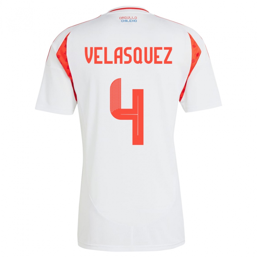 Gyermek Chile Lucas Velásquez #4 Fehér Idegenbeli Jersey 24-26 Mez Póló Ing