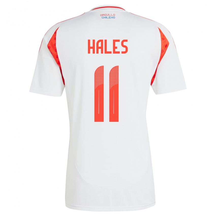 Gyermek Chile Alejandro Hales #11 Fehér Idegenbeli Jersey 24-26 Mez Póló Ing