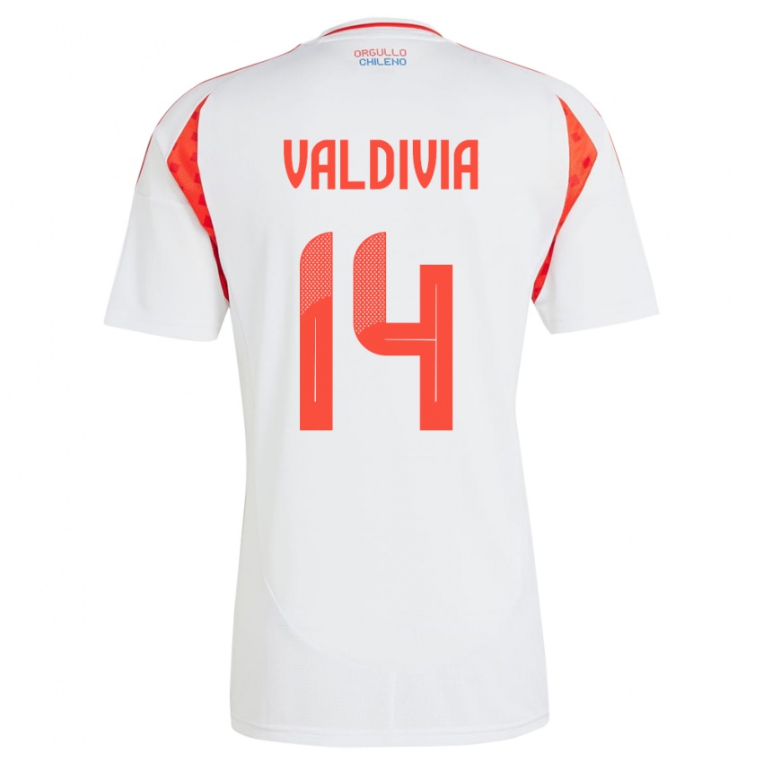 Gyermek Chile Felipe Valdivia #14 Fehér Idegenbeli Jersey 24-26 Mez Póló Ing