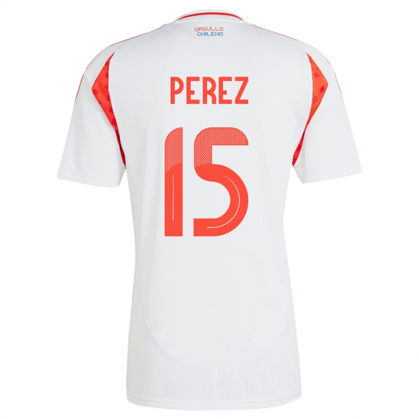 Gyermek Chile Ignacio Pérez #15 Fehér Idegenbeli Jersey 24-26 Mez Póló Ing