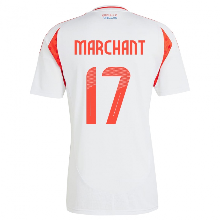 Gyermek Chile Francisco Marchant #17 Fehér Idegenbeli Jersey 24-26 Mez Póló Ing