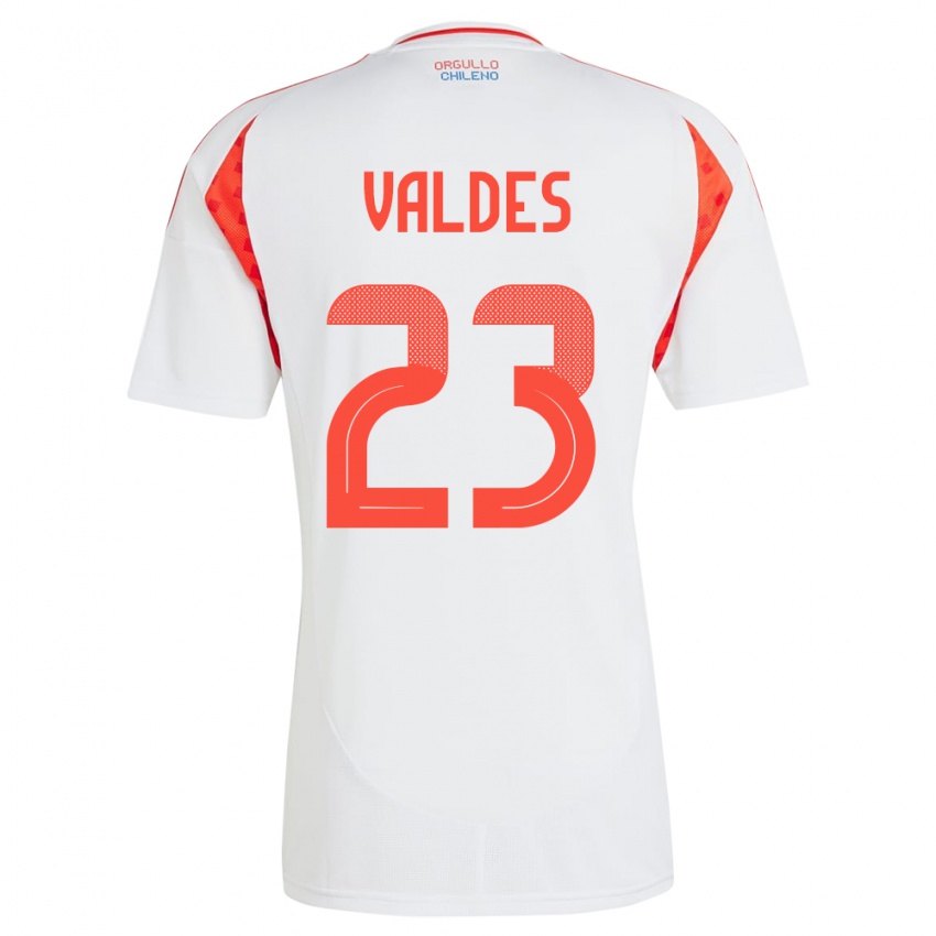 Gyermek Chile Francisco Valdés #23 Fehér Idegenbeli Jersey 24-26 Mez Póló Ing