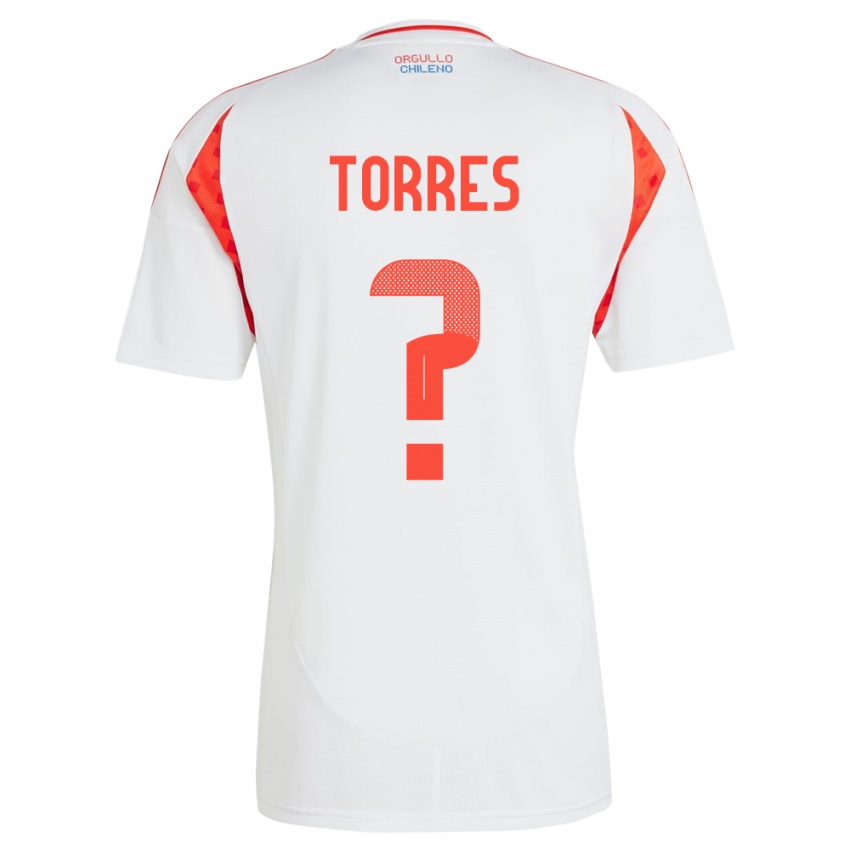 Gyermek Chile Bruno Torres #0 Fehér Idegenbeli Jersey 24-26 Mez Póló Ing