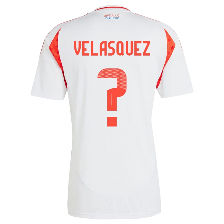 Gyermek Chile Milovan Velásquez #0 Fehér Idegenbeli Jersey 24-26 Mez Póló Ing