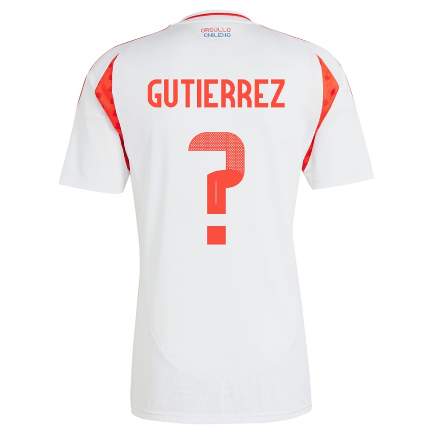 Gyermek Chile Felipe Gutierrez #0 Fehér Idegenbeli Jersey 24-26 Mez Póló Ing