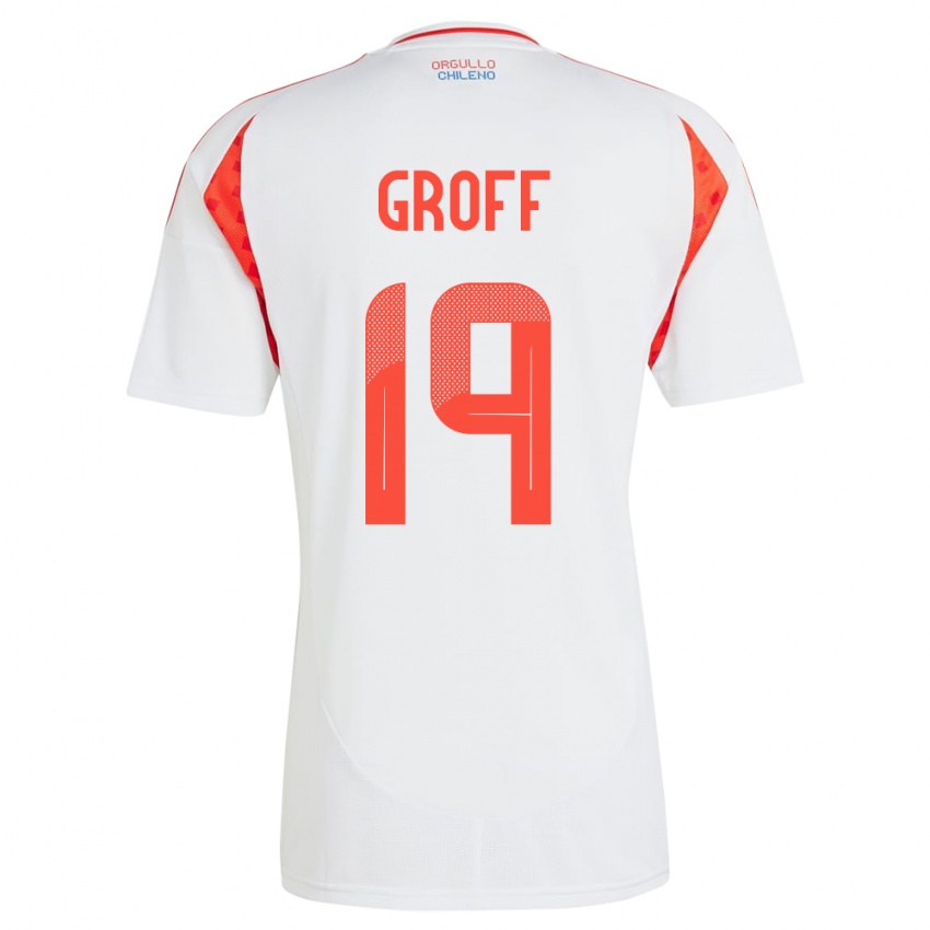 Gyermek Chile Llanka Groff #19 Fehér Idegenbeli Jersey 24-26 Mez Póló Ing