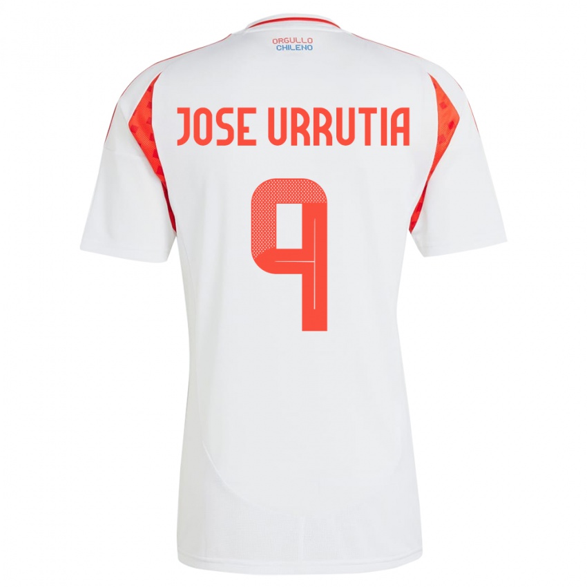 Gyermek Chile María José Urrutia #9 Fehér Idegenbeli Jersey 24-26 Mez Póló Ing