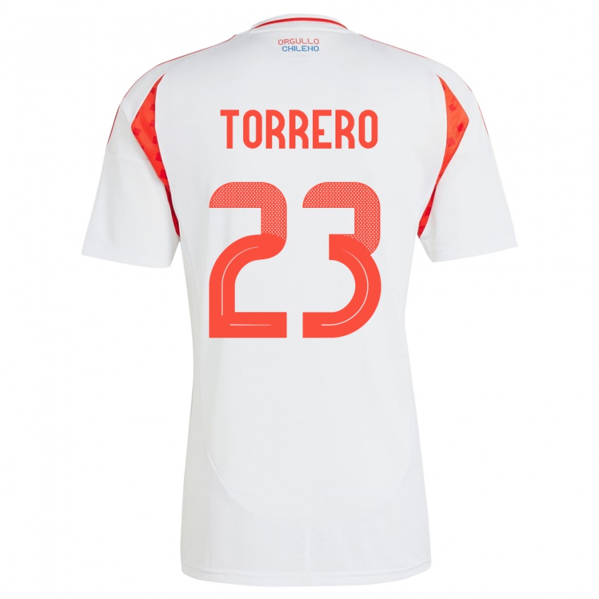 Gyermek Chile Ryann Torrero #23 Fehér Idegenbeli Jersey 24-26 Mez Póló Ing