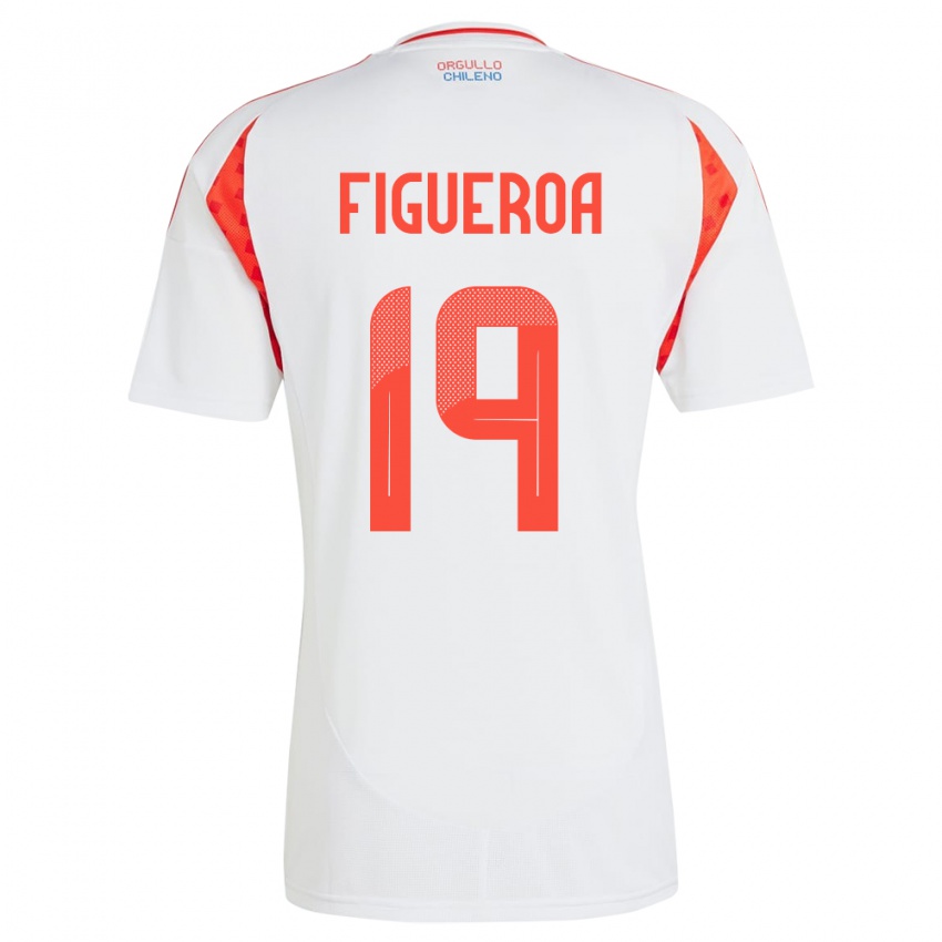 Gyermek Chile Catalina Figueroa #19 Fehér Idegenbeli Jersey 24-26 Mez Póló Ing