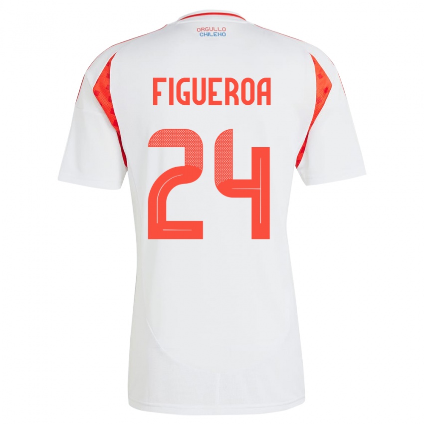 Gyermek Chile Ámbar Figueroa #24 Fehér Idegenbeli Jersey 24-26 Mez Póló Ing