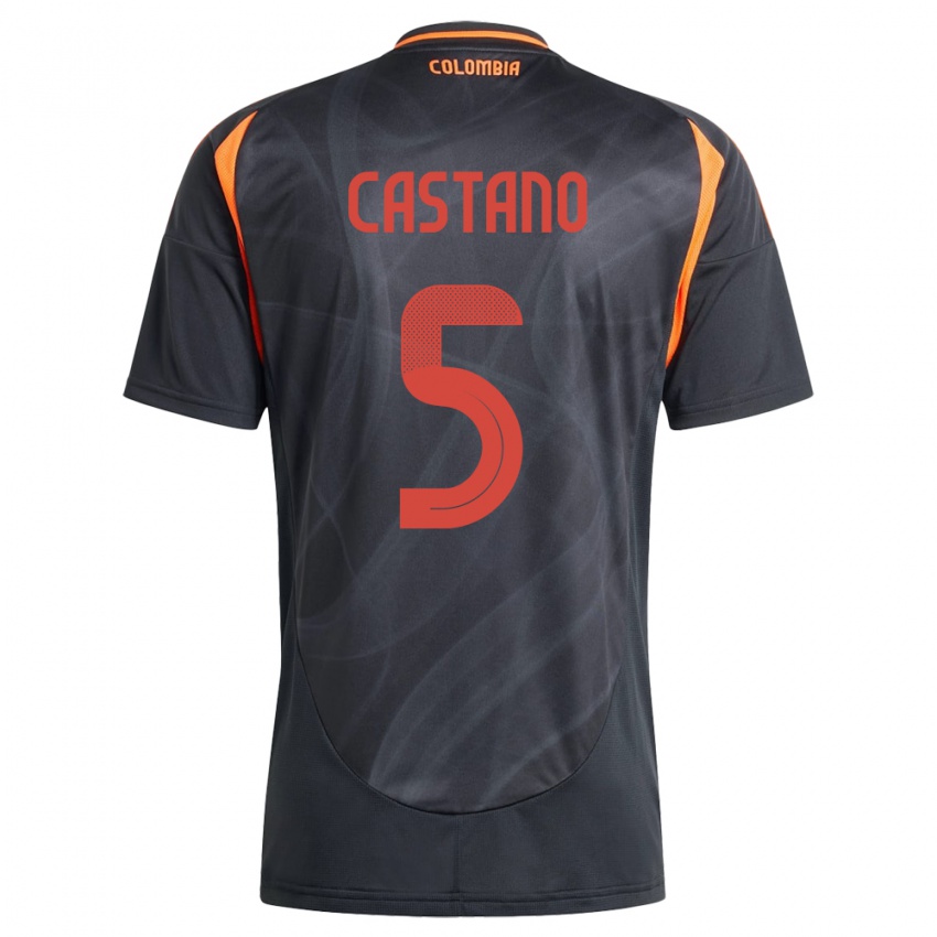 Gyermek Kolumbia Kevin Castaño #5 Fekete Idegenbeli Jersey 24-26 Mez Póló Ing