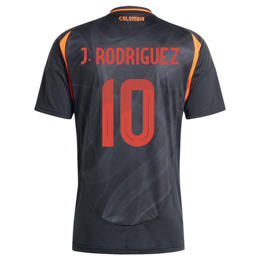 Gyermek Kolumbia James Rodríguez #10 Fekete Idegenbeli Jersey 24-26 Mez Póló Ing